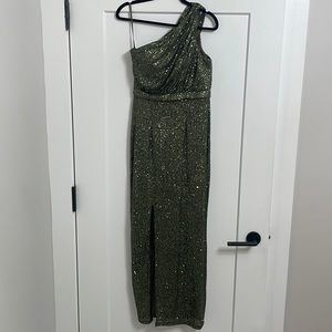 Mac Duggal Sequin One-Shoulder Gown